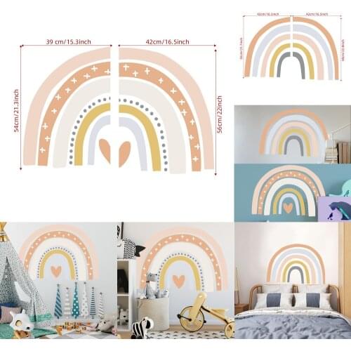 Watercolor Rainbow Nursery Flower Rainbow Wall Stickers Removable Wallpapper For Bathroom Kitchen Backsplash Wall Decor