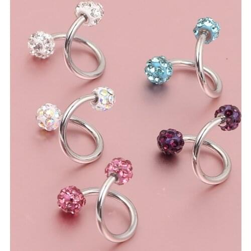 1Pcs Medical steel Screw Ball Piercing S Spiral Twister Barbell Earring Ear Cartilage Helix Lip Nose Rings ear cuff chain Pierce