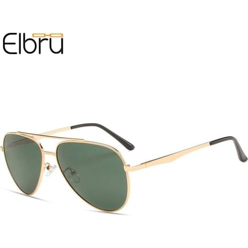 Elbru Fashion Men Polarized Sunglasses Double Beam Spring Leg Driving Eyewear Brand Designer Vintage Sunshades UV400 Sun Glasses