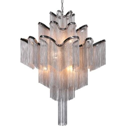 Modern Luxury Pendant Lights Hotel Hall Castle Stair Chain Fringed Pendant Hanging Light Home Dining Room Hotel Hall Decoration