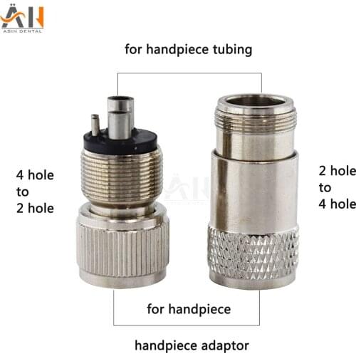 Dental High Speed Handpiece Turbine Adapter from 2Holes to 4Holes & 4Holes to 2HolesChanger Connector Tool for Air Motor
