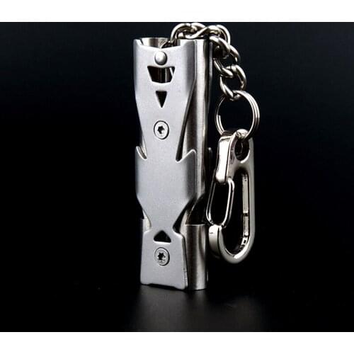 H608 outdoor camping hiking Stainless steel double frequency whistling self-defense survival whistle tool