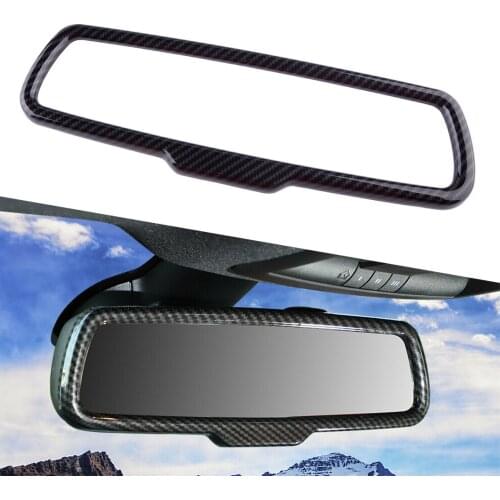 Carbon Fiber Texture Black Style Interior Inner Rearview Mirror Cover Trim Bezel Frame Fit for Dodge Challenger 2015-2019 2020
