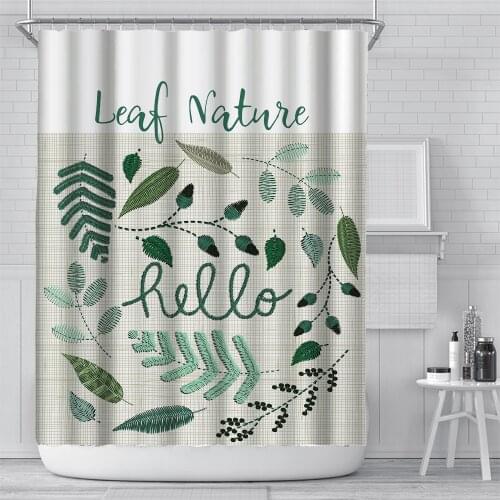 Tropical Green Plant Leaf Palm Cactus Shower Curtains Bathroom Curtain Frabic Waterproof Polyester Bathroom Curtain with 12 Hook