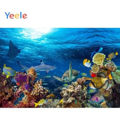 Yeele Shark Backdrop Seabed Fish Coral Baby Birthday Party Photocall Customized Photography Background Vinyl For Photo Studio