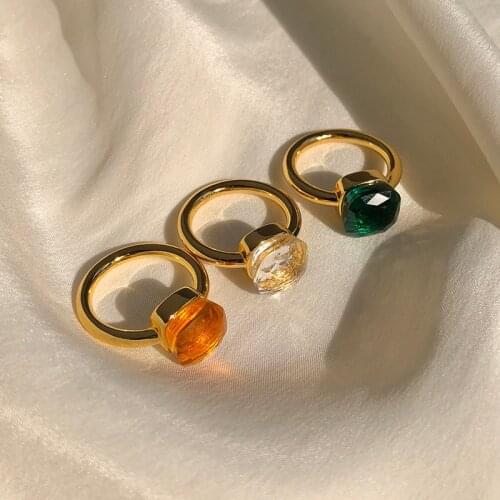 Top Quality 21 Colors Multi-Faceted Natural Crystal Gemstones Ring For Women Luxury Party Jewelry