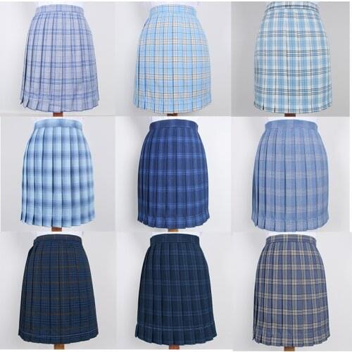 Japanese School Dresses Blue Plaid Pleated Skirt High Quality JK Uniform Skirt Students Cosplay Anime Sailor Suit Short Skirts