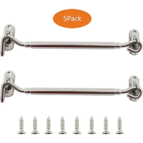 8'' Barn Door Latch,5PCS Back Gate,Heavy Duty Stainless Steel Gate Latch Lock,Cabin Hooks Eye Latch Hooks with Screws for Window