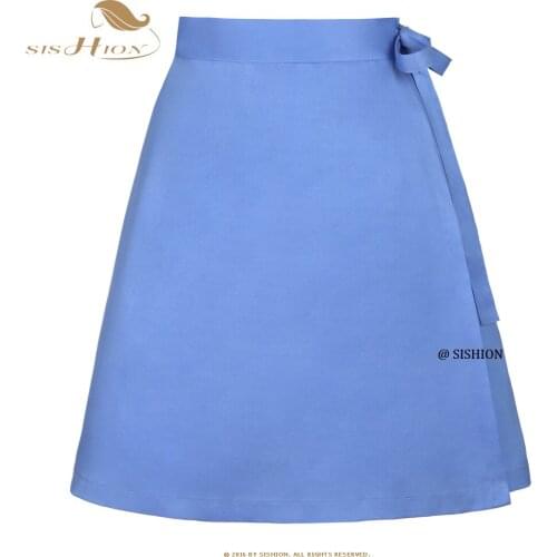 SISHION Knee Length Quick Wrap Cover-up That Multitasks as The Perfect Travel Summer Skirt SS0015 Blue Lace Up Bow Beach Skirt