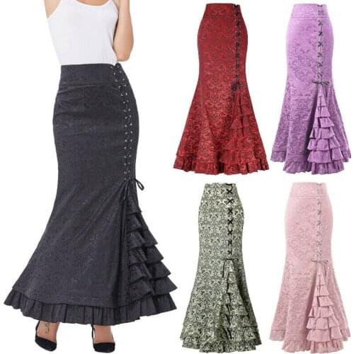 Lady Fishtail Gothic Corset Long Mermaid Steampunk Vintage Victorian Skirt