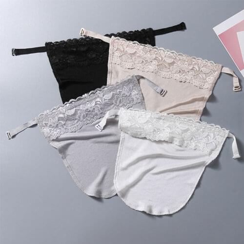 Women Quick Easy Clip-On Lace Mock Camisole Bra Strapless Insert Wrapped Chest Overlay Modesty Panel Anti-Glare Underwears