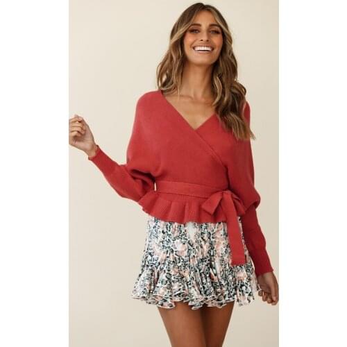 Batwing sleeve V-Neck knitted sweaters women Fashion oversized shrug sweater Autumn winter warm long sweater jumpers