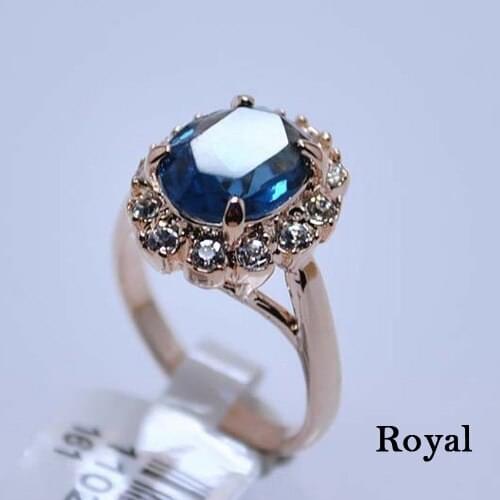 Alisouy Royal Crystal Big Rings For Women Gold Color Ring Fashion Jewelry top quality Finger Ring best anniversary gift ring