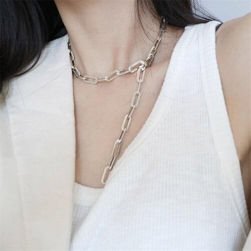 Personality Thick Chain Necklace Simple Fashion Hip Hop Clavicle Chain Jewelry For Women Feature Namour Charm Gift All Seasons