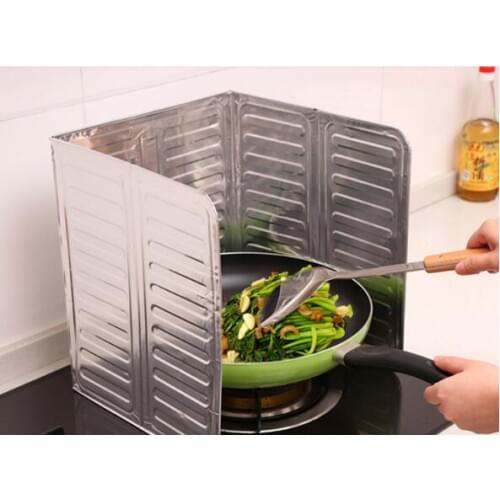 1PC Kitchen Gadgets Oil Splatter Screens Aluminium Foil Plate Gas Stove Splash Proof Baffle Home Kitchen Cooking Tools OK 0675
