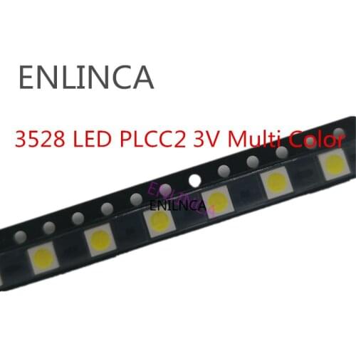 100-5000pcs 3528 LED SMD White Chip PLCC2 Ultra Bright Surface Mount 20mA 3V 7-8LM Light-Emitting Diode 3000K 4000K 6000K 9000K