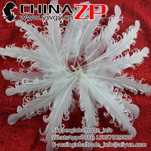 CHINAZP Factory 100pieces/color/lot Top Quality White Curled Goose Satinettes Loose Feathers for Children Handwear