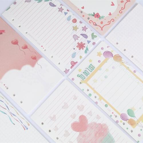2021 Girly Cute School Notebook Filler Paper Set A6 Kawaii Diary Refill S For Filofax Dokibook Agenda Organizer 100 Sheets