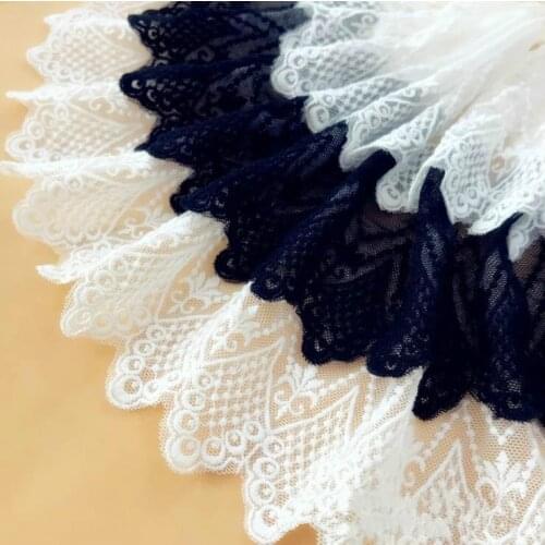 5Yard/lot DIY handmade Wedding dress lace fabric white black Embroidery lace trim clothes accessories Sewing 9cm wide