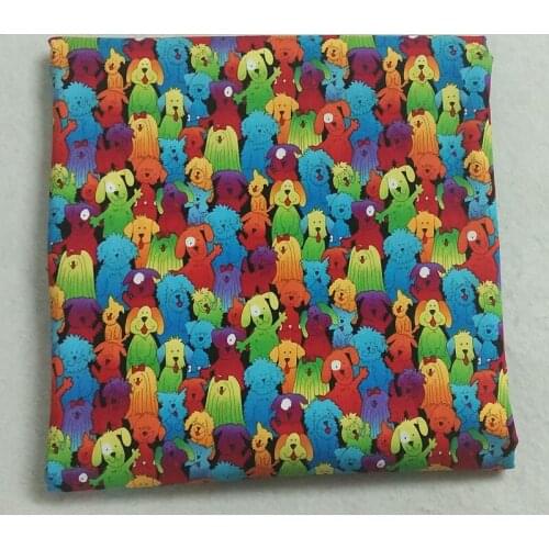 50x105cm Adorable Colorful Rainbow Color Cartoon Dogs Printed Cotton Fabric Dog Fabric Patchwork Cloth Bag Home Decor