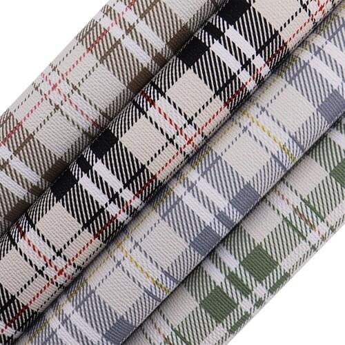 A4 Sheet Gingham Tarten Leatherette Leather Faux PU Leather Fabric For Handbags Gift Boxes DIY H0618