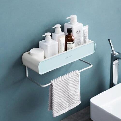 Bathroom Accessories Shelves Perforated Towel Rack Single Pole Bathroom Rack Bathroom Space Aluminum Bath Towel Rack Toilet Rack