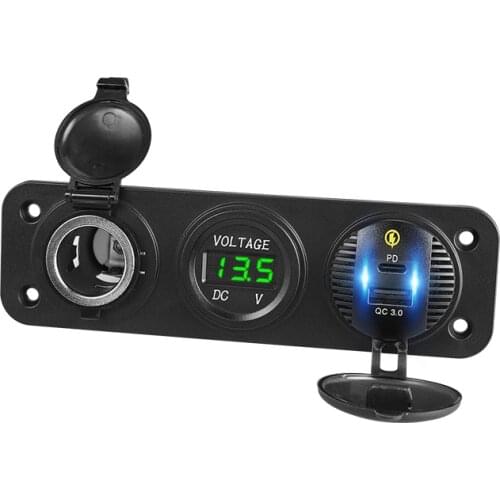 Car charger usb quick charge PD & QC3.0 led voltmeter cigarette lighter 12v/120w waterproof power adapter car accessories