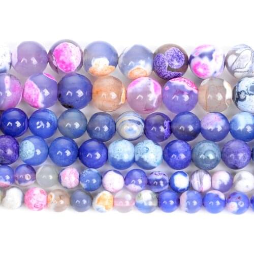 Natural Stone Beads Purple Fire Dragon Veins Agates Round Beads For Jewelry Making DIY Bracelets Accessories Beads 6/8/10MM
