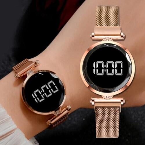 New Digital Watch for Women Watches 24 Hours Electronic LED Wristwatch Round Dial Magnatic Belt Sport Military Clock Reloj Mujer