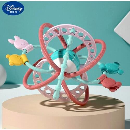 Disney Baby Rattles Soft Teether Hand Ball Early Education Safety Comfort Toy Can Bite Molars Stick Exercise Grasping Perception