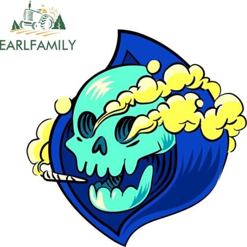 EARLFAMILY 13cm x 13 for Smoking Skull Car Stickers Waterproof Fashionable Decals Vinyl Windows Motorcycle Decor Car Styling