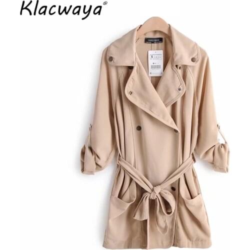 Elegant women vintage long coats 2019 autumn ladies fashion khaki jackets female anorak coat feminine girls black jacket chic