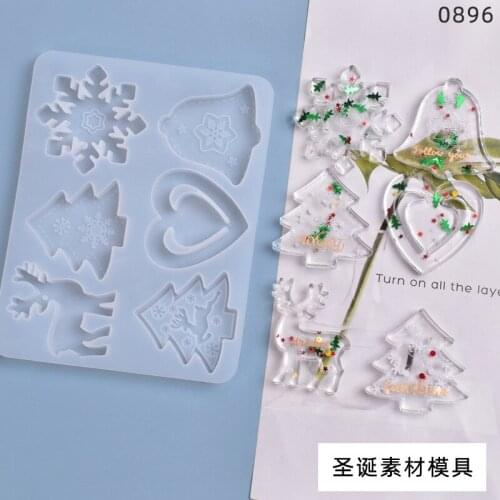 DIY Crystal Resin Epoxy Mold Christmas Series High Mirror Lighting Table Pendant Siliocne Casting Mold For DIY Jewelry Making