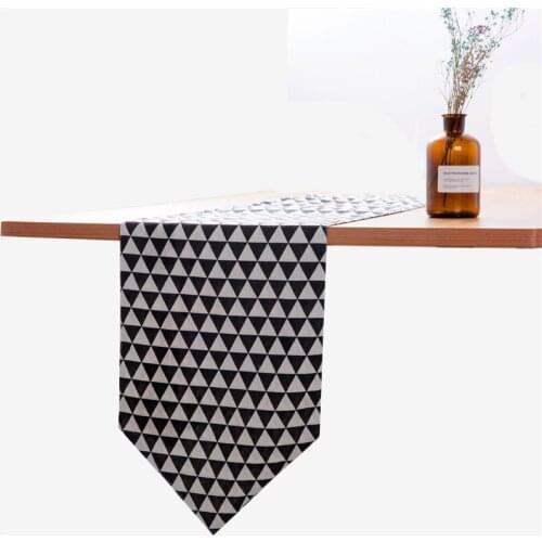 Geometric Cotton Table Runner Black And White Table Cloth Table Runners Modern Table Decoration