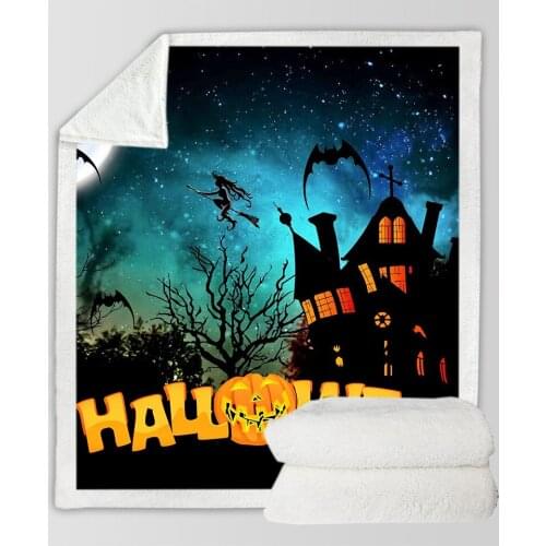 Cotton Velvet Thick Blanket Wholesale To Map Custom Cartoon Halloween Warm Blanket 3D Digital Printing Cotton Wool Thick Blanket