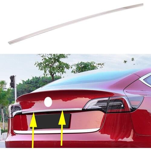 Chrome Rear Door Tail Trunk Gate Trim Lid Cover Trim Strips For Tesla Model 3 2018 2019 Accessories