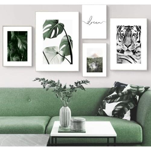 Coconut Tiger Cheetah Monstera Jungle Animals Nordic Posters And Prints Art Canvas Painting Wall Pictures For Living Room Decor