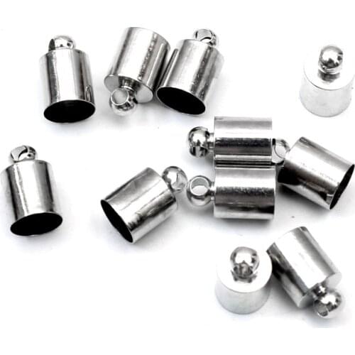 50Pcs 6x10mm White K Metal Jewelry Findings Beads End Caps Connectors For Jewelry Making Accessories Diy For 4-5mm Leather Cord