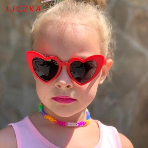 LJCZKA Baby Polarized Sunglasses For Children Lovely Heart Shape TR90 Red Flexible Frame Sun Glasses Kids uv400 lentes de sol