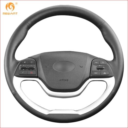 MEWANT for Kia Morning 2011-2016 Picanto 2012-2015 Black Artificial Leather Auto Steering Wheel Cover Interior Accessories Parts
