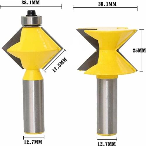 2pcs 12MM 1/2" Shank 90 Degree V design Tingue Groove Edge Banding Router Bit Set Plate Splicing Woodworking Milling Cutter 079