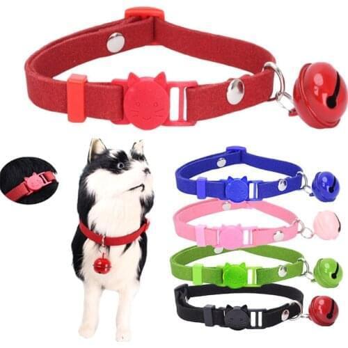 Nylon Bell Dog collar Small Pet Cat Collier Chain Puppy Neck Strap for Teddy Chihuahua Kitten Soft Korean Velvet safety New