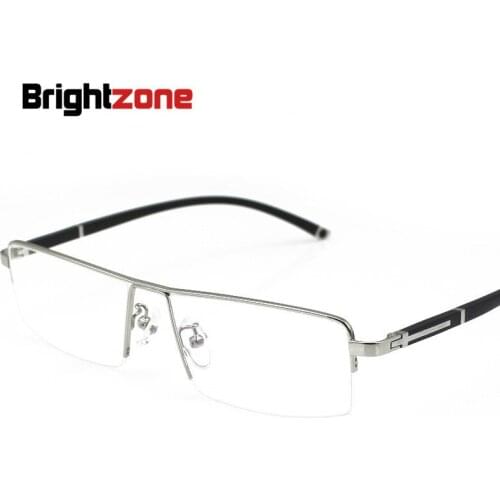 Brightzone New Fashion Business Man Glasses Computer Pattern Myopic Metal Half Frame Spectacle Square Eyeglass Prescription