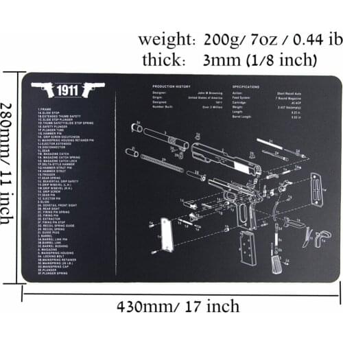 Gun Cleaning Rubber Mat for AR15 AK47 Glock 17 19 1911 With Parts Diagram Instructions Mouse Pad Beretta 92 SIG SAUER P320 CZ 75
