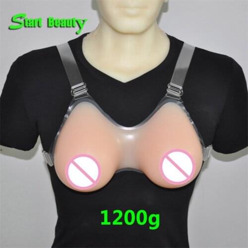1 Pair 1200g D Cup silicone breast prosthesis with Strap Sexy fake silicon breasts Boobs Tits for CD travesti vagina transgender