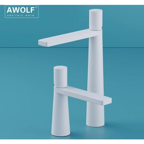 White Solid Brass Bathroom Basin Faucet Deck Mounted Single Hole Brushed Gold Hot And Cold Dark Grey Sink Mixer Tap ML8118