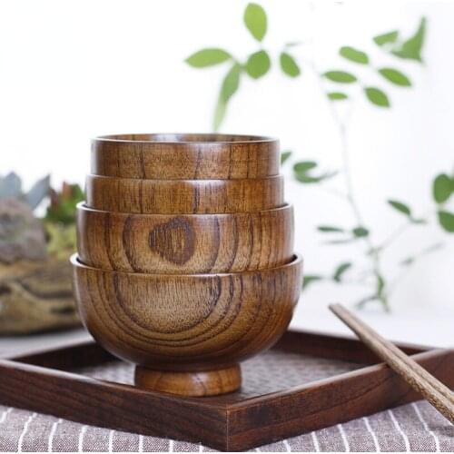 Natural Log Tableware Striped Rice Bowl Noodle Bowl Japanese Wooden Bowl Japanese Bowl Instant Noodle Bowl Kitchen Utensils