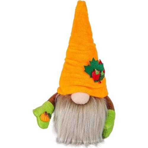 T84E Fall Autumn Gnome Maple Leaf Pumpkin Swedish Nisse Tomte Elf Dwarf Thanksgiving Day Gift