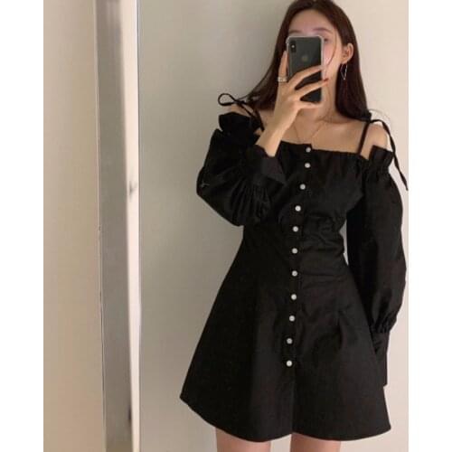 Gothic Sexy Dress Women Vintage Off Shoulder Spaghetti Strap Mini Dress Plus Size 4xl Black Dress For Female Clothes 2020