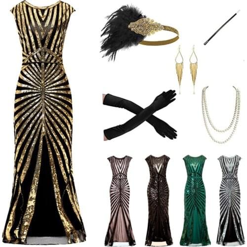 Female Annual Party High-End Cocktail Dress Retro 1920s Great Gatsby Dress Latin Performance Costumes Festival Outfits DQL4222